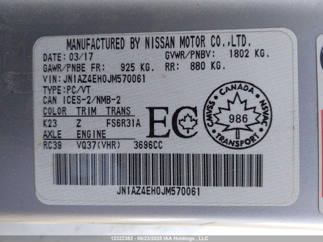 JN1AZ4EH0JM570061 Nissan 2018