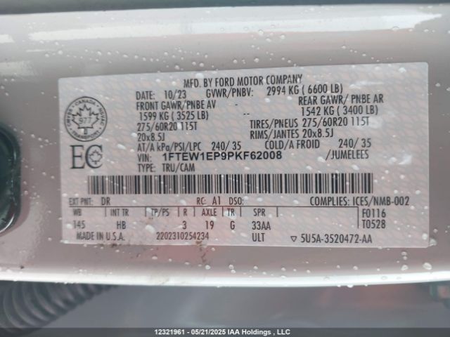 1FTEW1EP9PKF62008 Ford F-150 Lariat