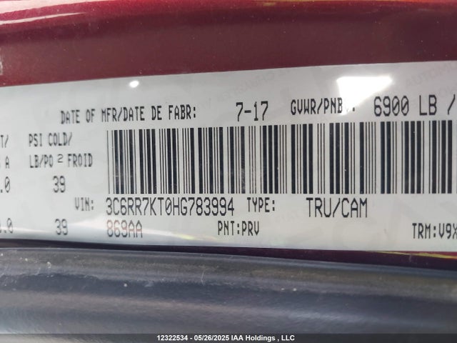 3C6RR7KT0HG783994 RAM 2017