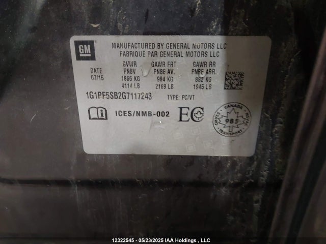 1G1PF5SB2G7117243 Chevrolet luv - vvt, alum, e85 max