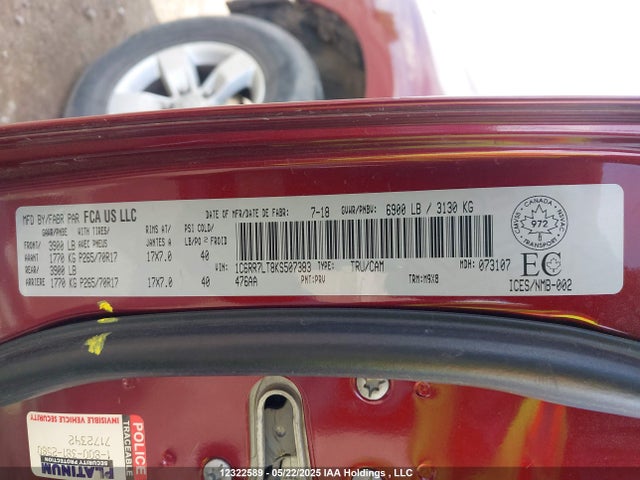 1C6RR7LT8KS507383 RAM 1500 Classic Slt