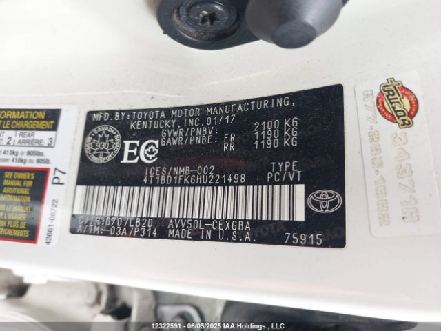4T1BD1FK6HU221498 Toyota Camry