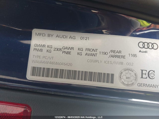WAUA4AF46MA045420 Audi 2021