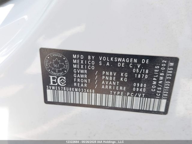 3VWE57BU8KM033468 Volkswagen Jetta
