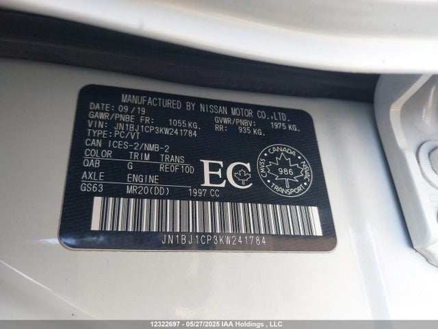 JN1BJ1CP3KW241784 Nissan 2019