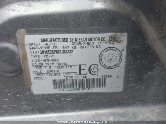 3N1CE2CP0GL385482 Nissan 2016