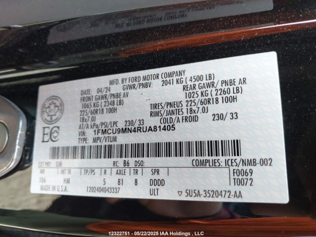 1FMCU9MN4RUA81405 Ford Escape St-line