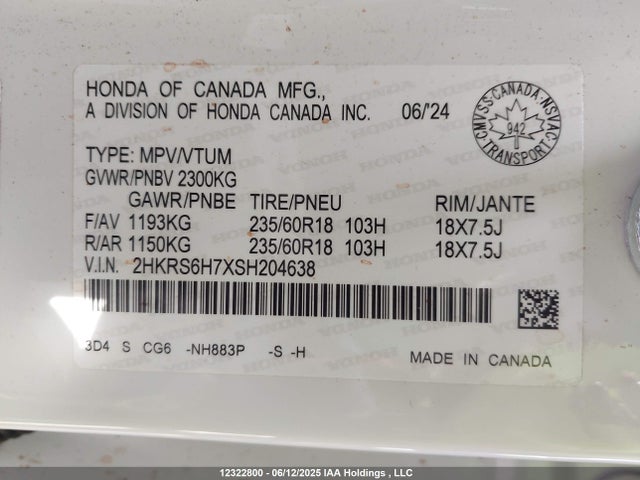 2HKRS6H7XSH204638 Honda lfc3