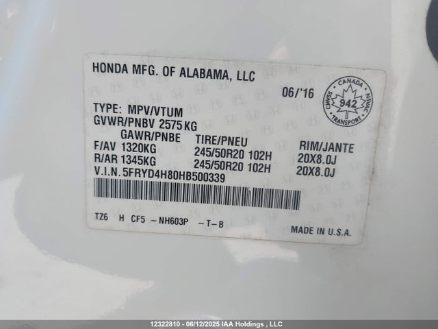 Acura j35y5 2017 5FRYD4H80HB500339 Image 9