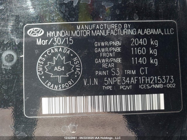 5NPE34AF1FH215373 Hyundai dohc gdi theta-ii