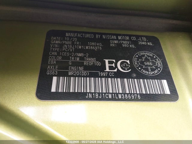 JN1BJ1CW1LW386976 Nissan ROGUE SPORT