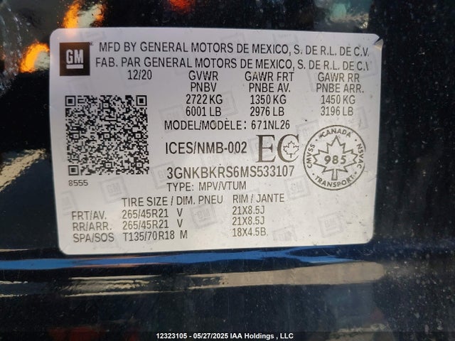 3GNKBKRS6MS533107 Chevrolet lgx
