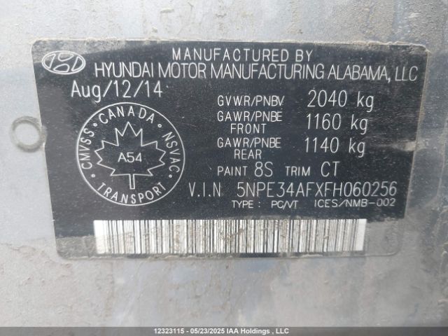 5NPE34AFXFH060256 Hyundai Sonata Sport/limited