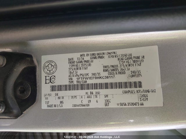 1FTFW1EF9HKC38117 Ford 5.0l-4v