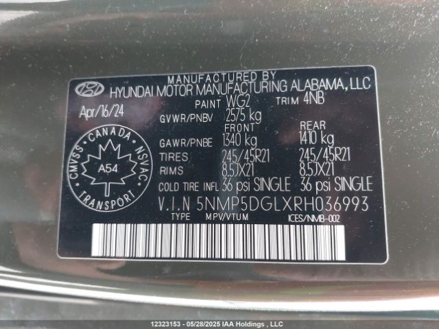 5NMP5DGLXRH036993 Hyundai Santa Fe