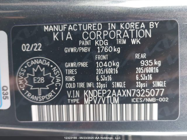 KNDEP2AAXN7325077 KIA Seltos Lx