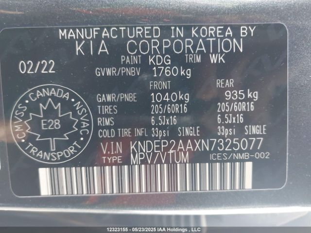 KNDEP2AAXN7325077 KIA Seltos Lx