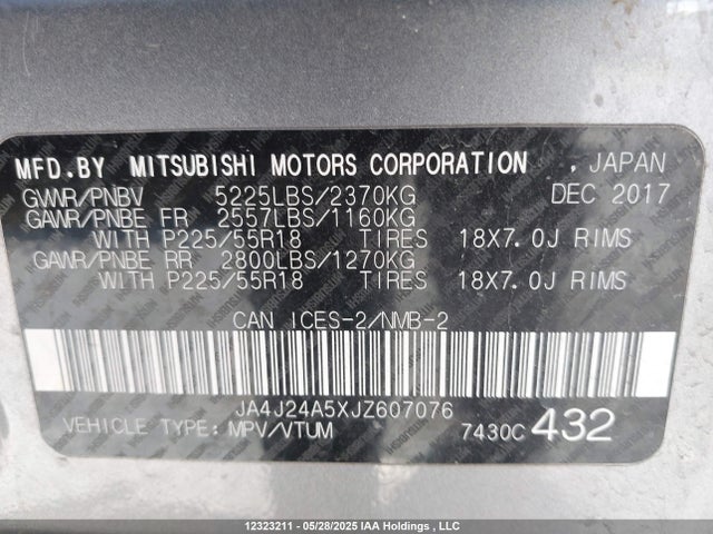JA4J24A5XJZ607076 Mitsubishi Outlander Se/gt