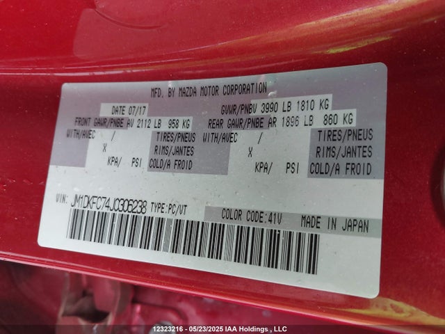 Auction sale of the 2018 Mazda Cx-3 Touring, vin: JM1DKFC74J0306238, lot number: 12323216