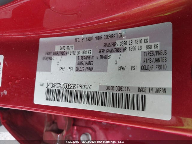 Auction sale of the 2018 Mazda Cx-3 Touring, vin: JM1DKFC74J0306238, lot number: 12323216