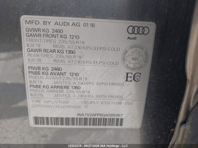 WA1V2AFP8GA099367 Audi flex fuel - e85