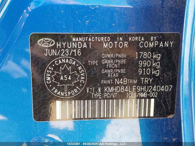 KMHD84LF9HU240407 Hyundai 2017
