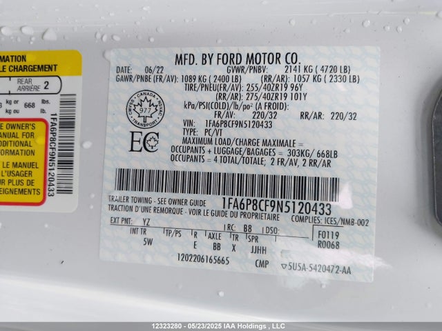 Ford tivct 2022 1FA6P8CF9N5120433 Image 9