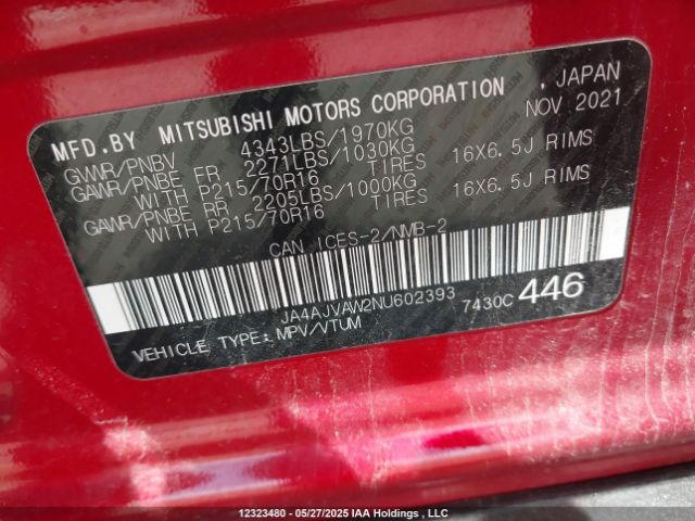 JA4AJVAW2NU602393 Mitsubishi Rvr Gt/le/se/sel