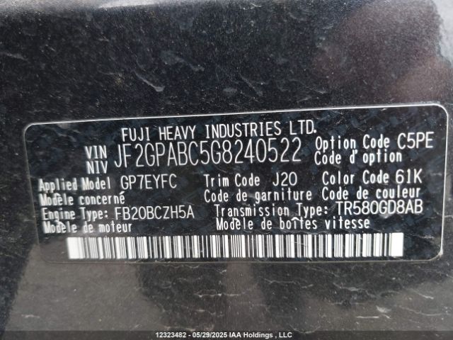 JF2GPABC5G8240522 Subaru Crosstrek Premium