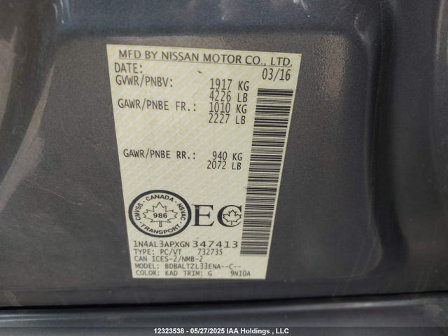 1N4AL3APXGN347413 Nissan Altima