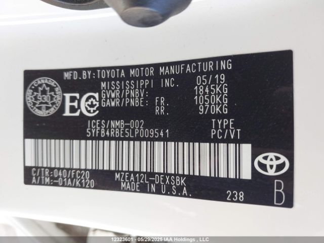 5YFB4RBE5LP009541 Toyota Corolla Se/xse
