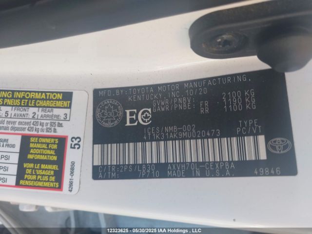 4T1K31AK9MU020473 Toyota a25a-fxs