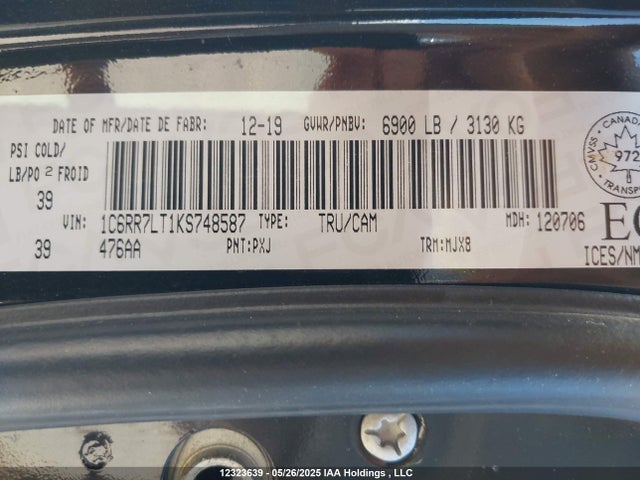 1C6RR7LT1KS748587 RAM 2019