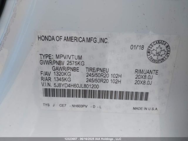 5J8YD4H60JL801200 Acura j35y5