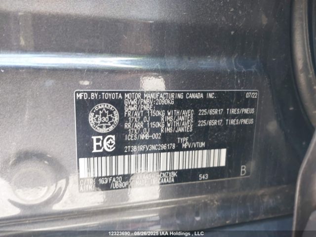 2T3B1RFV3NC296178 Toyota RAV4 LE