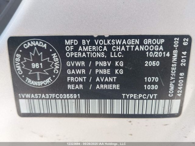 1VWAS7A37FC035591 Volkswagen PASSAT S