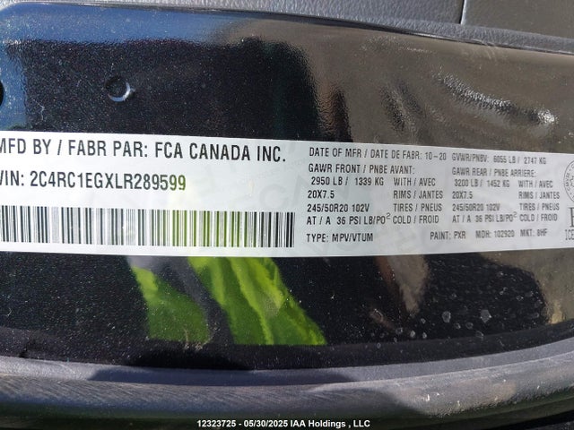 2C4RC1EGXLR289599 Chrysler Pacifica
