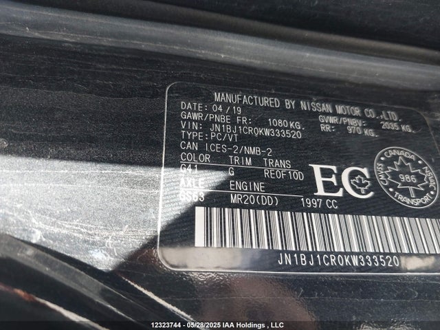 JN1BJ1CR0KW333520 Nissan 2019