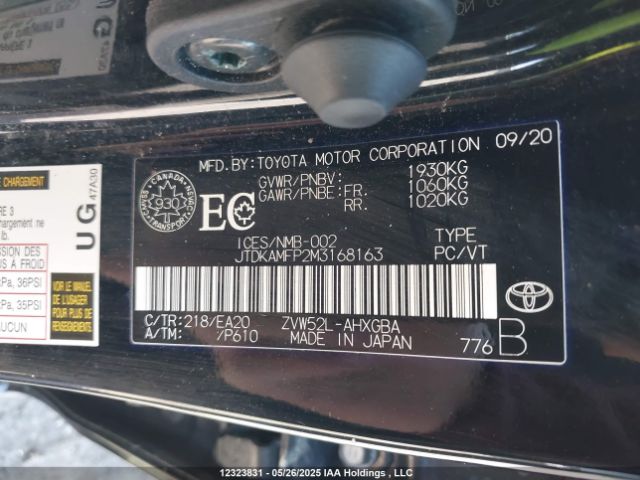 JTDKAMFP2M3168163 Toyota 2zr-fxe, 1nm+1sm