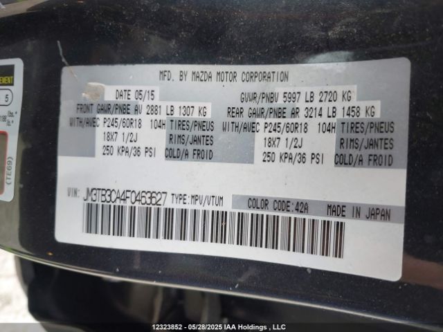 JM3TB3CA4F0463627 Mazda Cx-9 Touring
