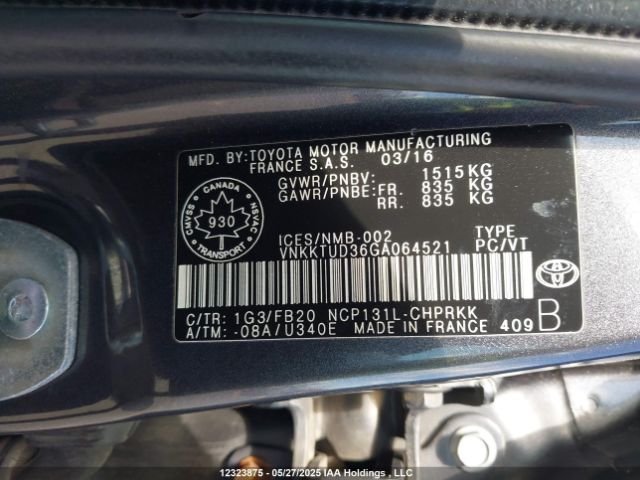 VNKKTUD36GA064521 Toyota 1nz-fe