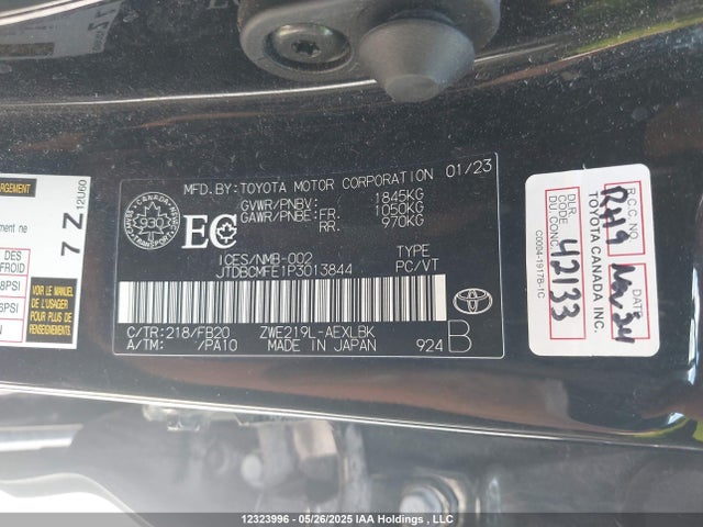 Toyota 2zr-fxe, 1vm 2023 JTDBCMFE1P3013844 Image 9