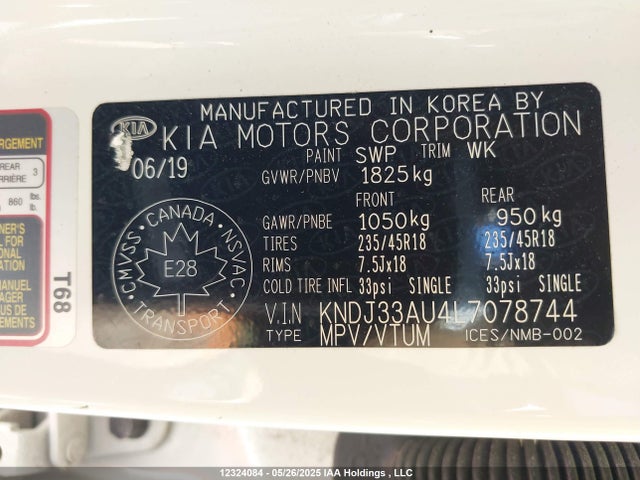 KNDJ33AU4L7078744 KIA mpi nu