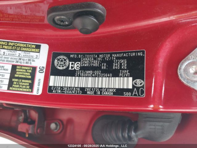 2T1BURHE4FC325640 Toyota Corolla L/le/le Pls/prm/s/s Pls