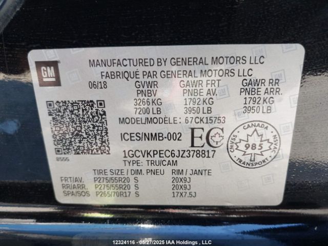 1GCVKPEC6JZ378817 Chevrolet l83 - sidi: spark ignited direct injection, vvt: variable valve timing, afm, e85 max, alum