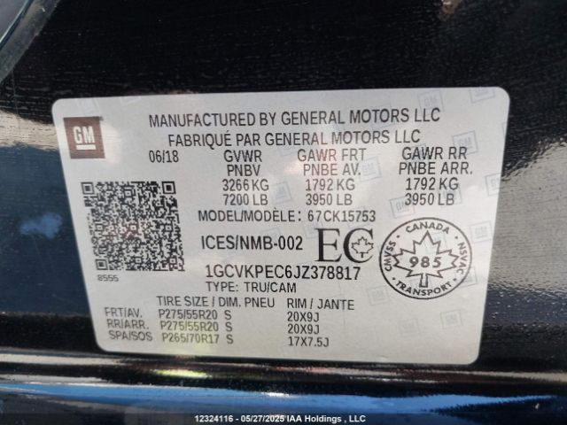 1GCVKPEC6JZ378817 Chevrolet l83 - sidi: spark ignited direct injection, vvt: variable valve timing, afm, e85 max, alum