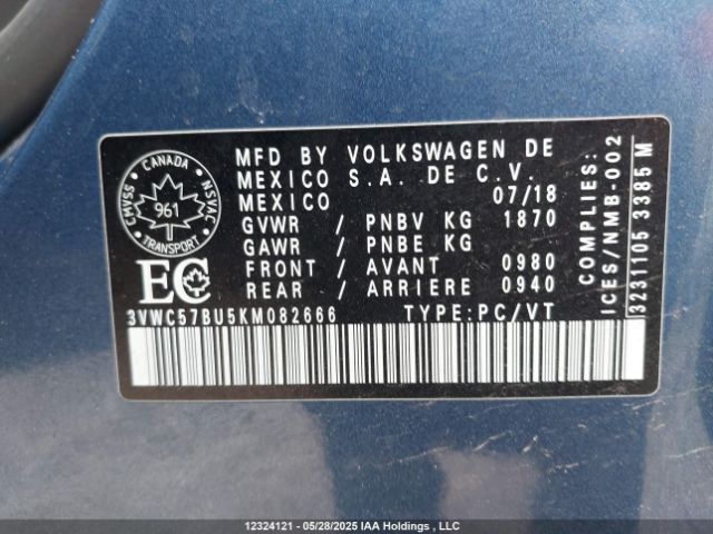 3VWC57BU5KM082666 Volkswagen 1.4 tsi