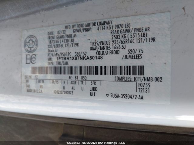 1FTBR1X87NKA80148 Ford Transit T-250