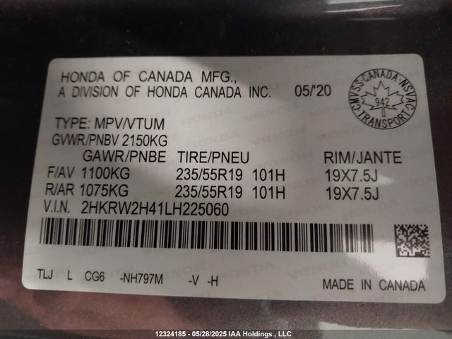 Honda l15be 2020 2HKRW2H41LH225060 Image 9