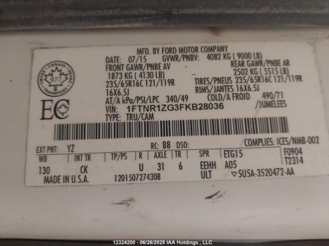 1FTNR1ZG3FKB28036 Ford 2015